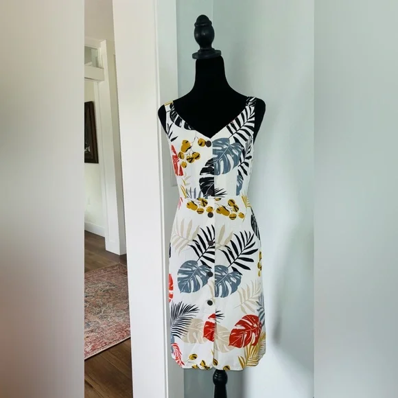 Monteau Los Angeles Women's Rayon Linen Tropical Sleeveless Sun Dress small - Picture 2 of 6